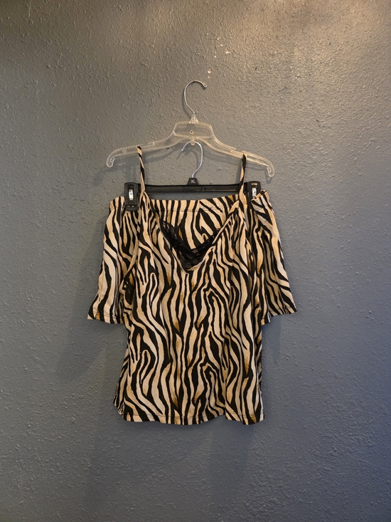 RACHEL Rachel Roy Tops - Zebra Print Black & Cream Pj Set